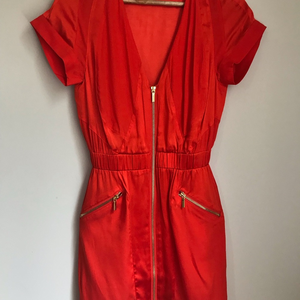 Red zip up dress